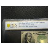 50 Cent Fourth Issue Fractional Currency Fr. 1379 Green Seal Dexter Plate # G28 - Sign.: Allison, Spinner PCGS About UNC 55
