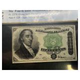 50 Cent Fourth Issue Fractional Currency Fr. 1379 Green Seal Dexter Plate # G28 - Sign.: Allison, Spinner PCGS About UNC 55