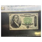 50 Cent Fourth Issue Fractional Currency Fr. 1379 Green Seal Dexter Plate # G28 - Sign.: Allison, Spinner PCGS About UNC 55