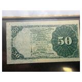 50 Cent Fourth Issue Fractional Currency Fr. 1379 Green Seal Dexter Plate # G28 - Sign.: Allison, Spinner PCGS About UNC 55