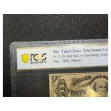 50 Cent Third Issue Fractional Currency Fr. 1328 Red Rev. w/Surcharge: Autographed Signs. Sign.: Colby, Spinner PCGS About UNC 50