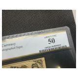 50 Cent Third Issue Fractional Currency Fr. 1328 Red Rev. w/Surcharge: Autographed Signs. Sign.: Colby, Spinner PCGS About UNC 50