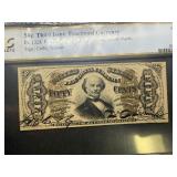 50 Cent Third Issue Fractional Currency Fr. 1328 Red Rev. w/Surcharge: Autographed Signs. Sign.: Colby, Spinner PCGS About UNC 50