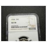 1964 Silver Washington Quater NGC AU 58