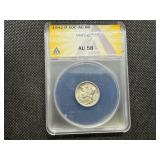1942 D Silver Mercury Dime ANACS AU58