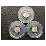 1943 S, 1944. 1944 D Silver Mercury Dimes