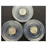 1943 S, 1944. 1944 D Silver Mercury Dimes