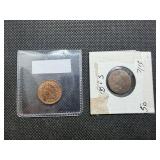 1873 and 1902 Indian Head Pennies