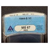 1944 S 1C ANACS MS67 Red