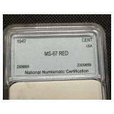 1947 1C NNC MS67 Red