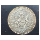 1971 British Columbia Centennial Silver Dollar in Case