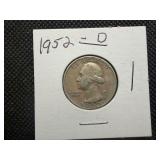 1952 D Silver Washington Quarter