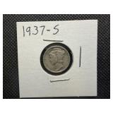 1937 S Silver Mercury Dime