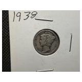 1938 Silver Mercury Dime