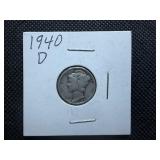1940 D Silver Mercury Dime
