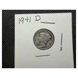 1941 D Silver Mercury Dime