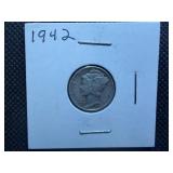 1942 Silver Mercury Dime