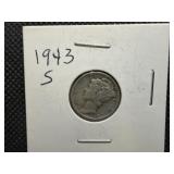 1943 S Silver Mercury Dime