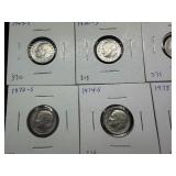 Fifteen Carded S Mint Dimes Various Years (In Range of 1969-1994)