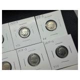 Fifteen Carded S Mint Dimes Various Years (In Range of 1969-1994)