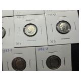 Fifteen Carded S Mint Dimes Various Years (In Range of 1969-1994)