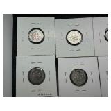 Fifteen Carded S Mint Dimes Various Years (In Range of 1969-1994)