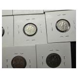 Fifteen Carded S Mint Dimes Various Years (In Range of 1969-1994)
