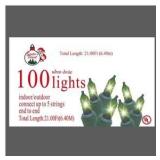LIGHTSET MINI 100CT GREEN / Christmas Tree Lights / Connect up to 5 sets end-to-end Incandescent 100-count mini lightset Green wire21-foot total length Green Bulbs Indoor/outdoor use