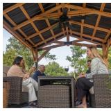 NEW Backyard Discovery 14' x 12' Cedar Wood Peak Roof Gazebo with PowerPort