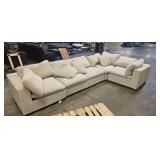 Thomasville Lowell 5-piece Modular Cloth Sectional - Light Beige/Gray - Dirty, Bad Zipper on Pillow