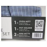 NEW Member's Mark 4 -Pack Yarn Dyed Silicone Oven Mitt, Pot Holder, Mini Mitt Set - Indigo
