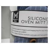 NEW Member's Mark 4 -Pack Yarn Dyed Silicone Oven Mitt, Pot Holder, Mini Mitt Set - Indigo
