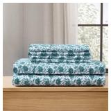 NEW Member's Mark Soft Washed Sheet Set - Idris Floral Teal - KING