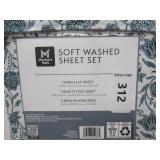 NEW Member's Mark Soft Washed Sheet Set - Idris Floral Teal - KING