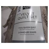NEW Member's Mark 3-Piece Printed Velvet Quilt Sets - FULL/QUEEN - Taupe