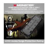 Monster 5007 Gauge 6' Black 12 Outlet Extension Cord - Black