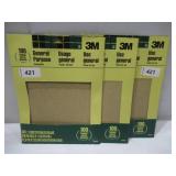 NEW 3 Packs of 3M 11 in. L x 9 in. W Fine Aluminum Oxide Sandpapers 100 Grit - 5 Sheets per Pack