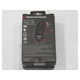 Monster Essentials Power Wall Tap Surge Protector, 6 Outlets + USB Ports Black