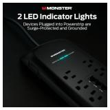 Monster Power Surge Protector w/ 4,050 Jules - 8 Outlets, USB-A & USB-C,(6FT Cord, Black)