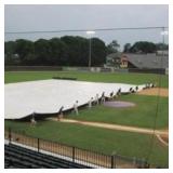 10′ x 22′ 5 oz. Black PE Tarp w/ Advertisement – Reused Billboard – 5 mil Lightweight Duty - A Grade