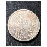 1 TROY OZ .999 FINE SILVER 2022 MERRY CHRISTMAS ROUND