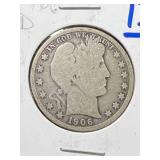 1906-D US BARBER HALF DOLLAR