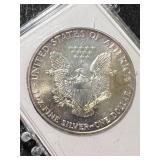 1988 AMERICAN SILVER EAGLE 1 TROY OZ .999 FINE SILVER IN CASE