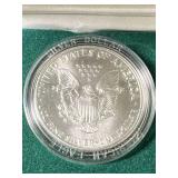 1989 AMERICAN SILVER EAGLE 1 TROY OZ .999 FINE SILVER IN BOX