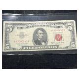 1963 US RED SEAL $5 BILL