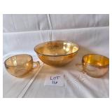 VINTAGE Marigold Iridescent carnival glass - Lot of 3