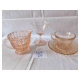 Pink Depression Glass Pieces - Lot of 3