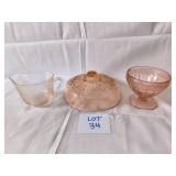 VINTAGE Pink Depression Glass Pieces - Lot of 3