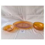 Federal Glass Normandie Iridescent Marigold Pieces - Lot of 3