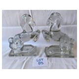 VINTAGE Clear Glass Rearing Horse Bookends